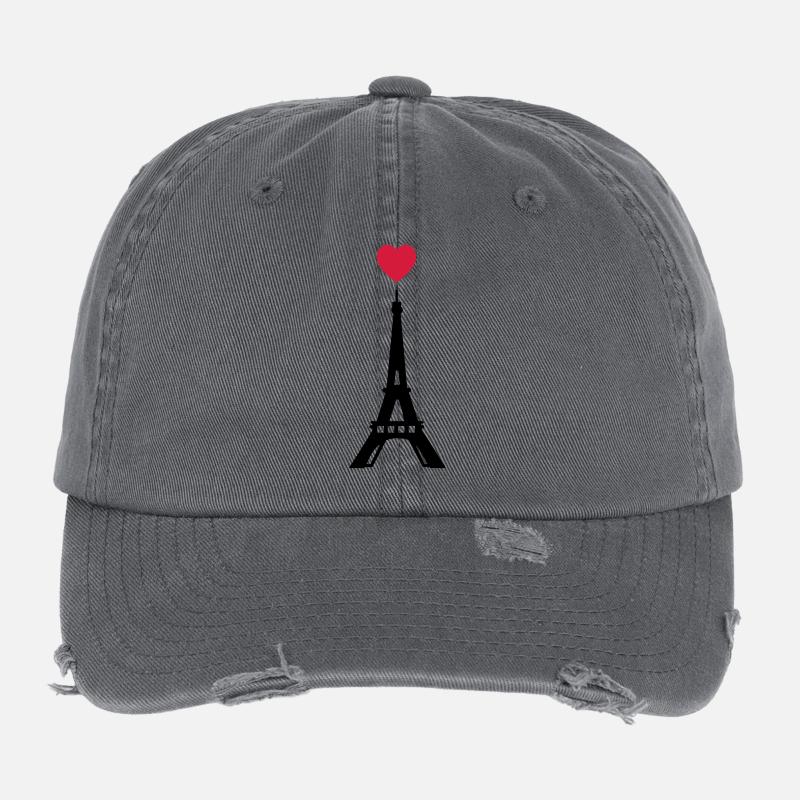 eiffel tower love Flexfit Vintage Destroyed Cap