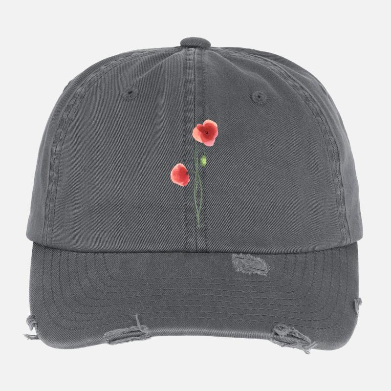 Blume: roter Mohn Flexfit Vintage Destroyed Cap