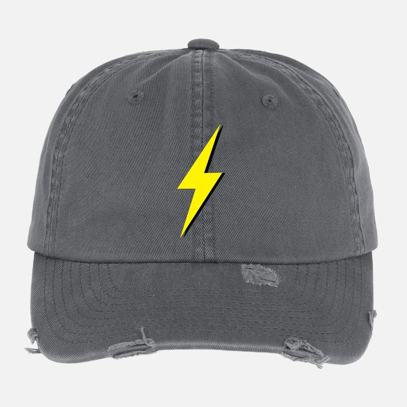 Gelber und schwarzer Blitz Flexfit Vintage Destroyed Cap