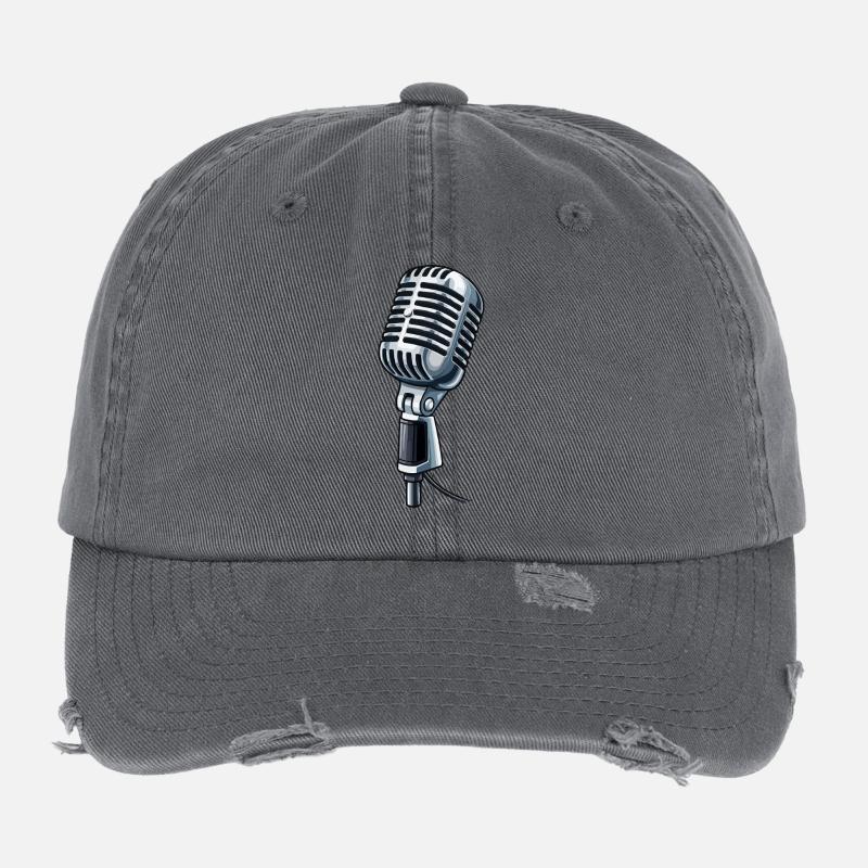 Vintage Microphone Graphic Flexfit Vintage Destroyed Cap