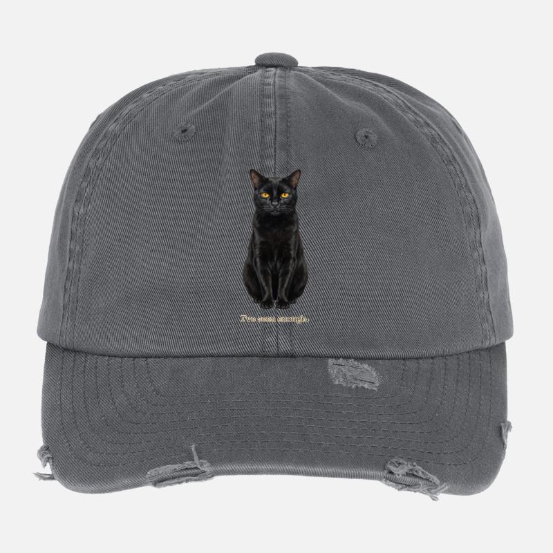 J’en ai assez vu, chat - Casquette vintage effet usé Flexfit - charbon