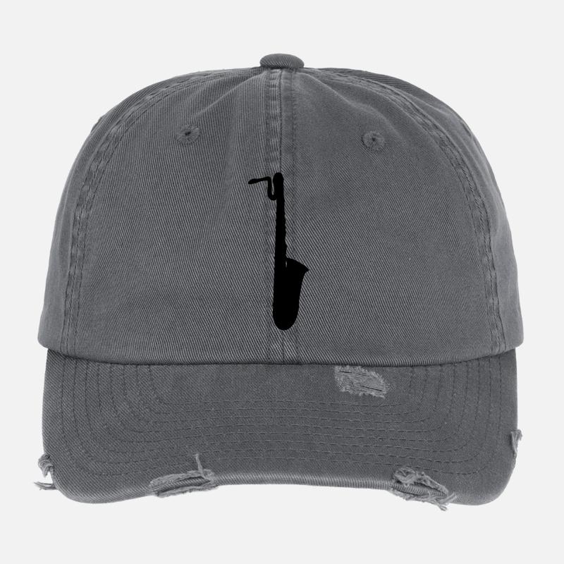 saxophone saxo baryton Casquette vintage effet usé Flexfit