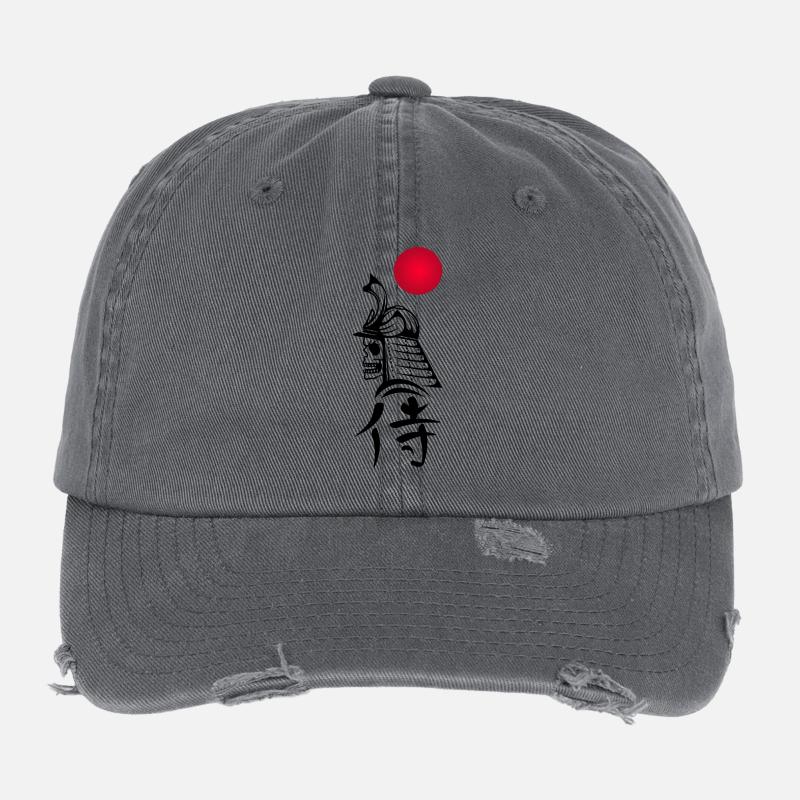 Black Samurai and Red Sun Flexfit Vintage Destroyed Cap