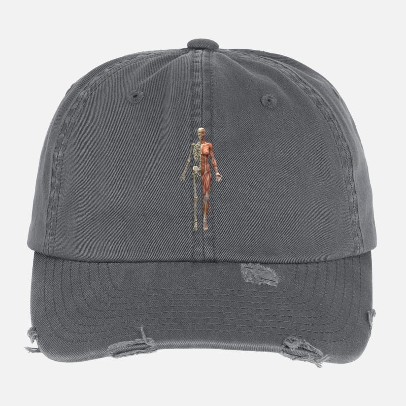 skeleton skelett bones knochen skull schaedel140 Flexfit Vintage Destroyed Cap