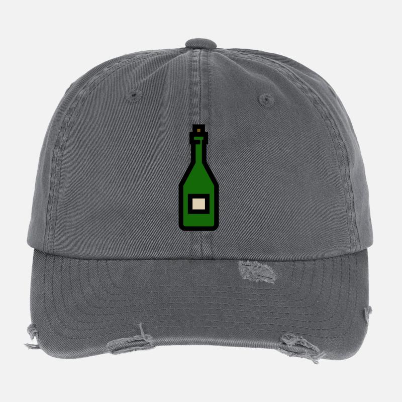 Bouteille de vin, bouteille de Casquette vintage effet usé Flexfit