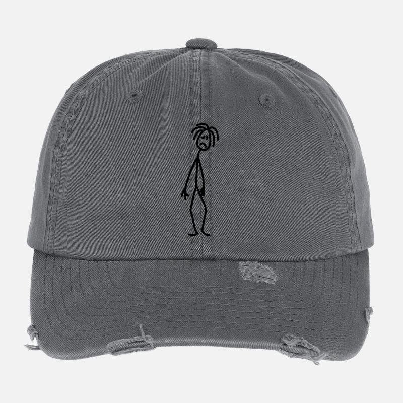 Sad unfortunate stick figure depressed Flexfit Vintage Destroyed Cap