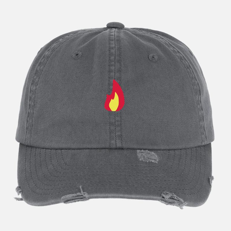 Flamme - Feuer - brennen - fire - Flexfit Vintage Destroyed Cap - Dunkelgrau