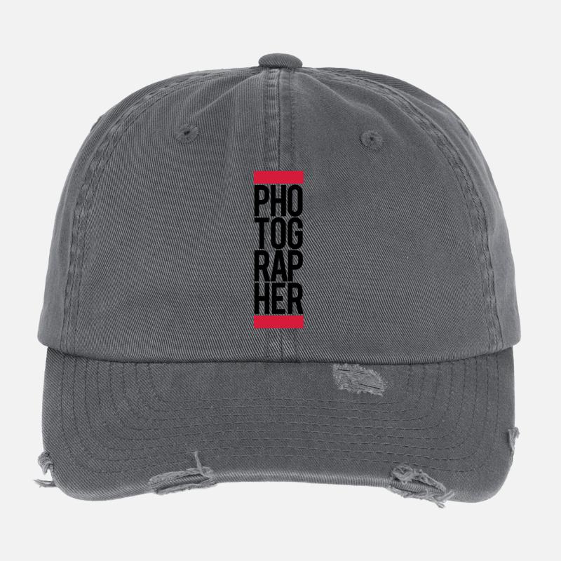 Cool Text Logo Photographer Flexfit Vintage Destroyed Cap