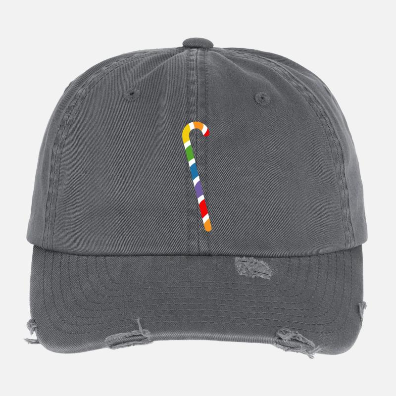rainbow candy cane lgbtqi queer Flexfit Vintage Destroyed Cap