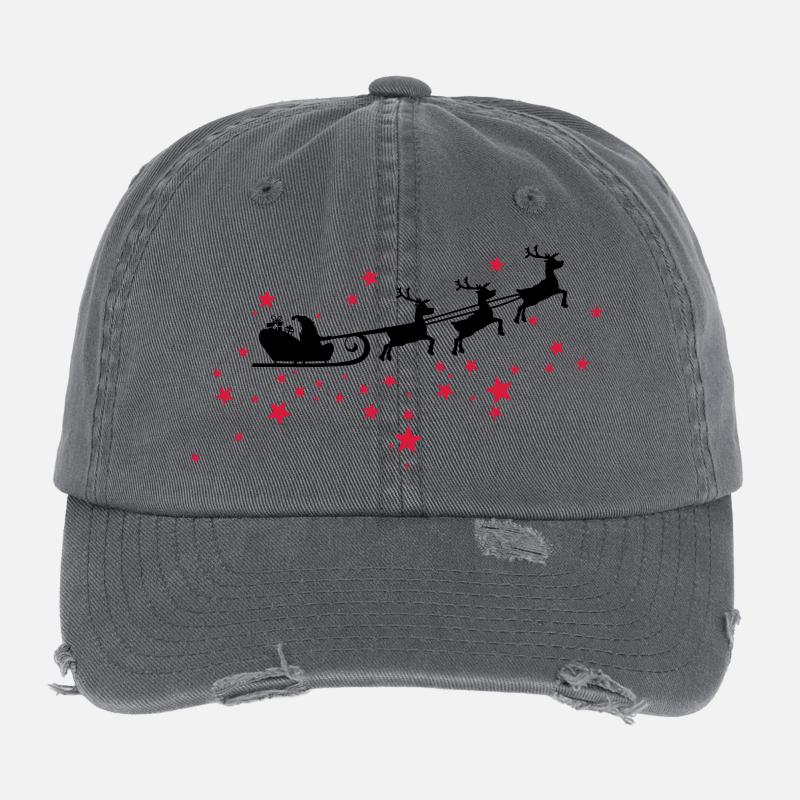 Christkind mit Schlitten am Sternenhimmel Flexfit Vintage Destroyed Cap
