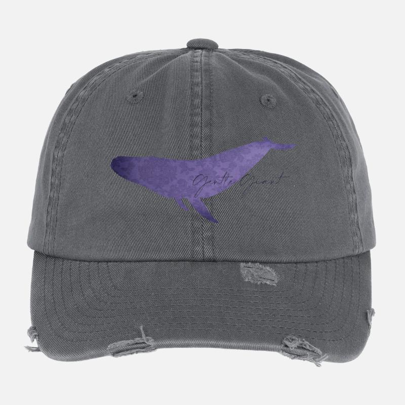 Sanfter Wal Blumendesign Flexfit Vintage Destroyed Cap