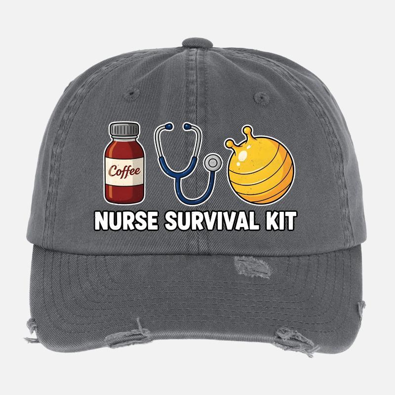 Krankenschwester Krankenpflegerin Kaffee Flexfit Vintage Destroyed Cap
