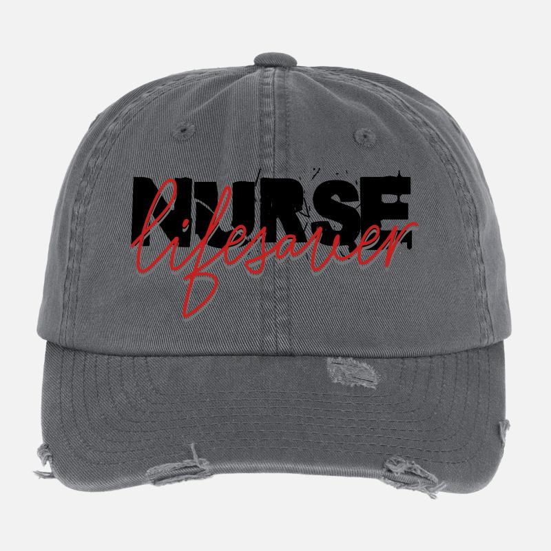 Krankenschwester Lebensretter Flexfit Vintage Destroyed Cap