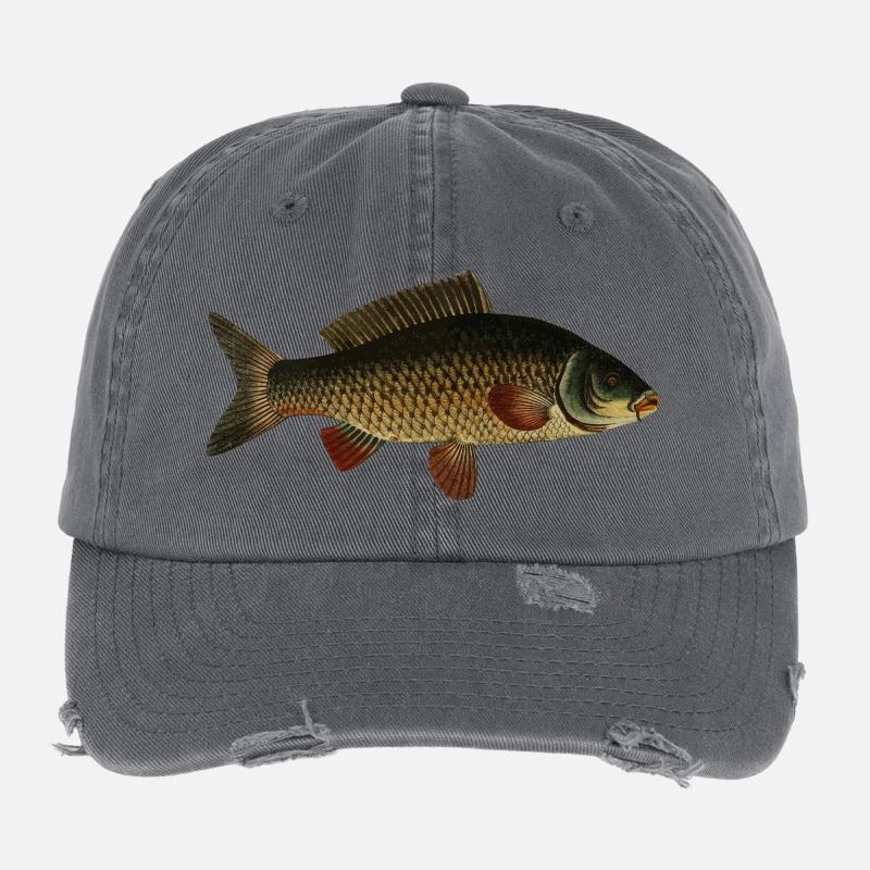 Fish carp - Flexfit Vintage Destroyed Cap - dark grey