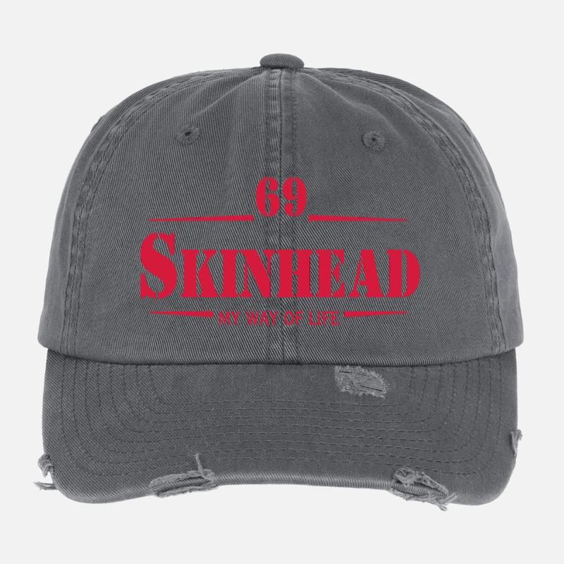 Working Class Skinhead Oi! Antiracist Bootboys My - Flexfit Vintage Destroyed Cap - dark grey