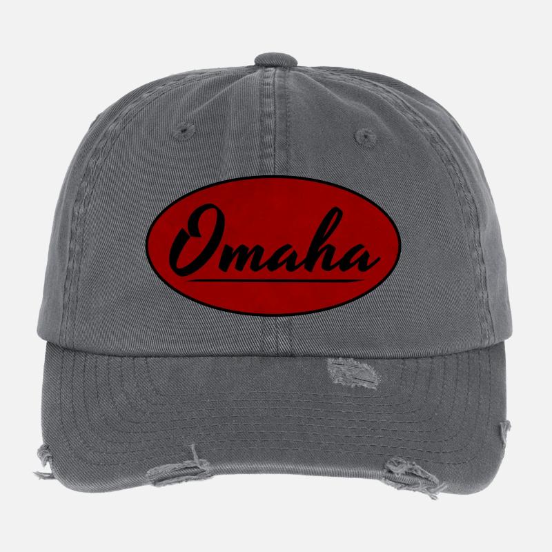 Omaha Vintage Script Logo Flexfit Vintage Destroyed Cap