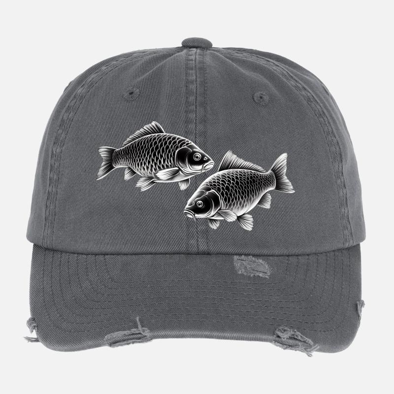 Carp chalk drawing Flexfit Vintage Destroyed Cap