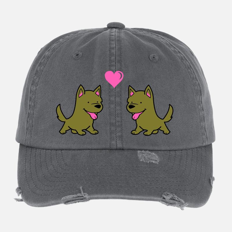 Amour comique de chien Casquette vintage effet usé Flexfit