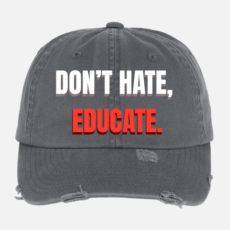 Dont Hate Educate Botschaft Flexfit Vintage Destroyed Cap
