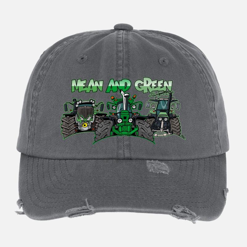 Tracteurs Différents et Verts Casquette vintage effet usé Flexfit
