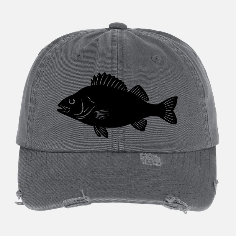 Flussbarsch Silhouette Angler Logo Flexfit Vintage Destroyed Cap