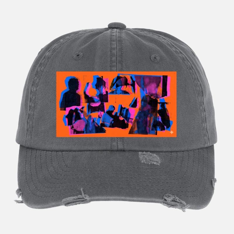 Collage Pop Silhouettes Flexfit Vintage Destroyed Cap