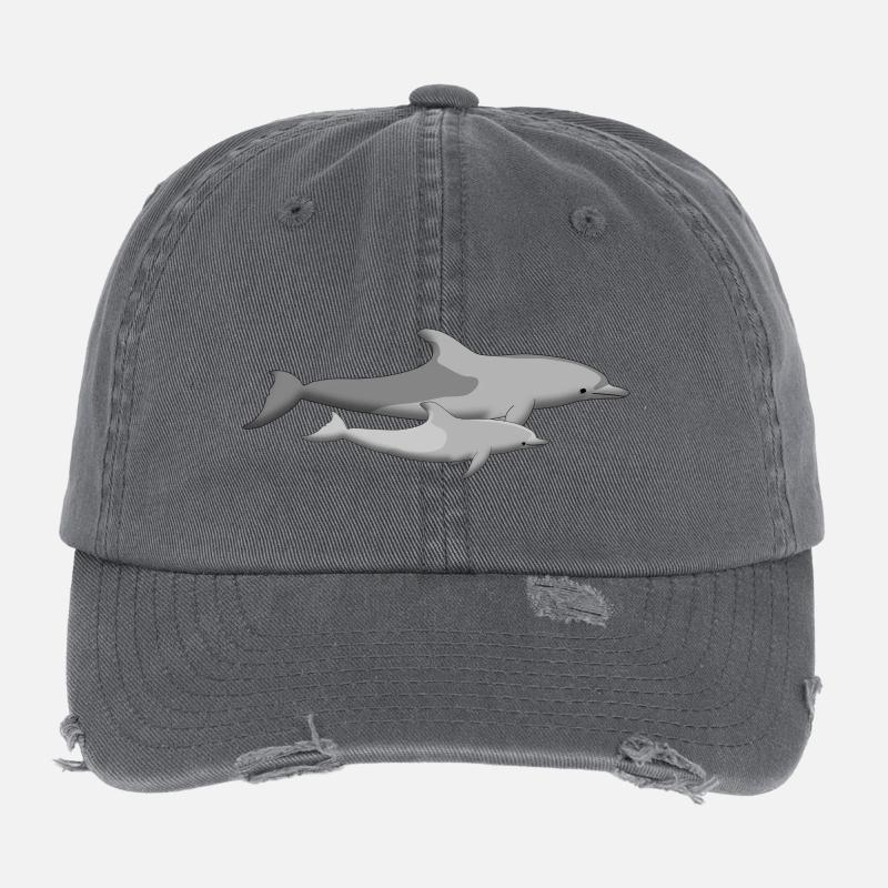 Delfinmutter mit Baby Flexfit Vintage Destroyed Cap