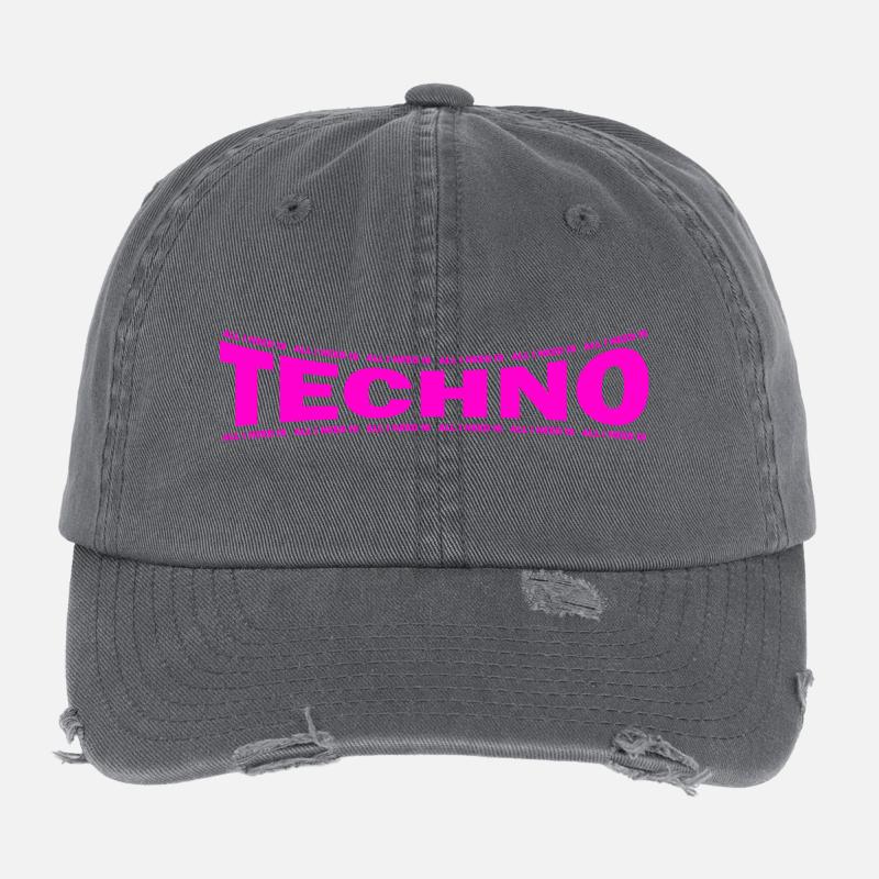 LOVE TECHNO GESCHENK goa pbm bpm Flexfit Vintage Destroyed Cap
