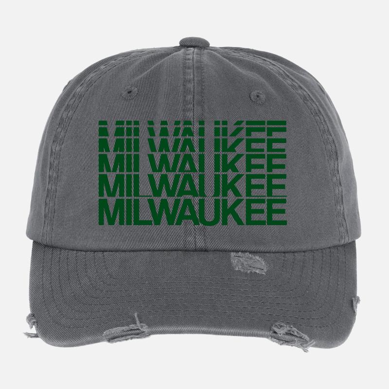 Milwaukee Grid Pattern Flexfit Vintage Destroyed Cap