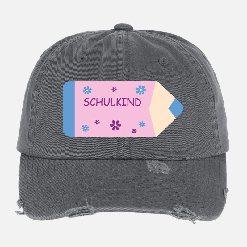 Crayon de couleur rose bleu clair petites fleurs - Écolier Casquette vintage effet usé Flexfit