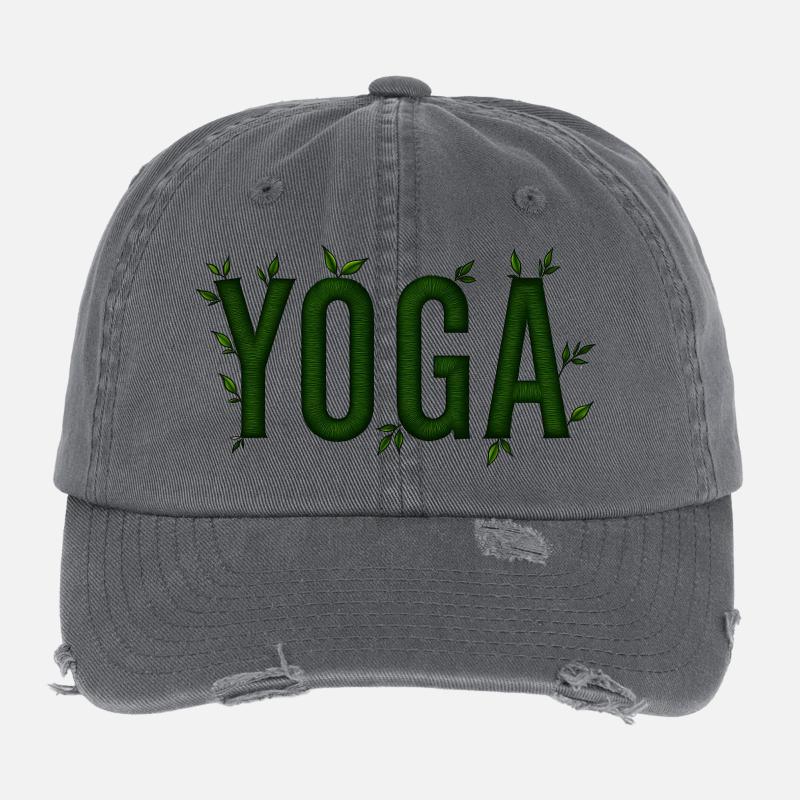 Yoga Vert Feuillage Texturé Casquette vintage effet usé Flexfit