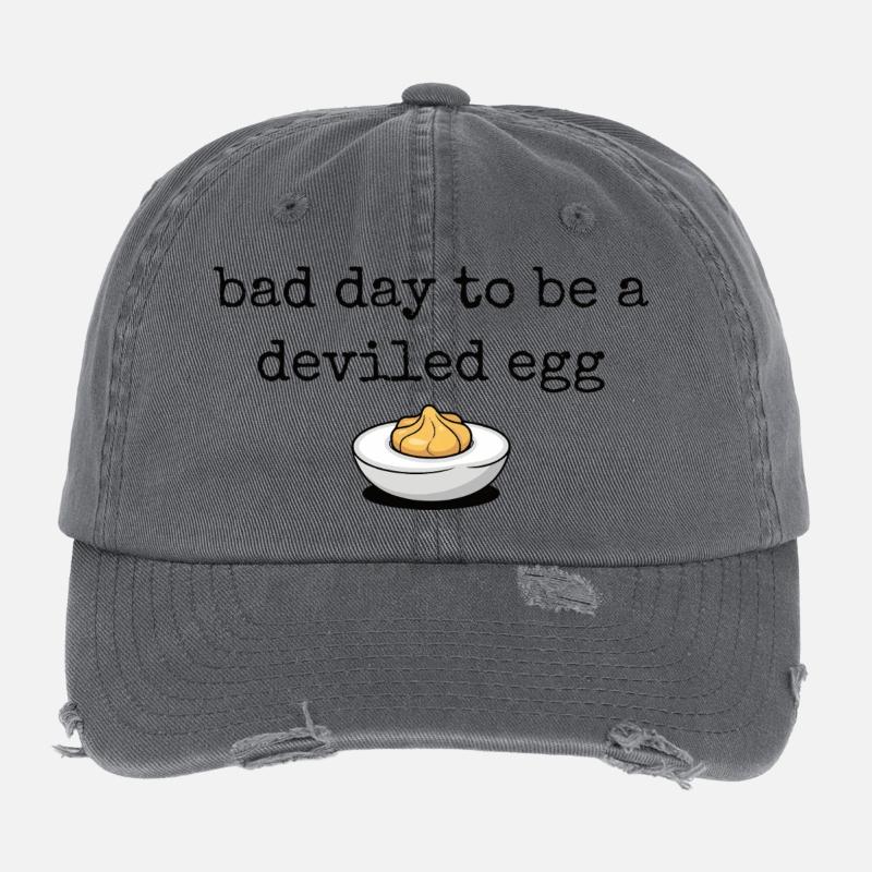Funny Saying Egg Buffet Food Bad Day Deviled Eg Flexfit Vintage Destroyed Cap