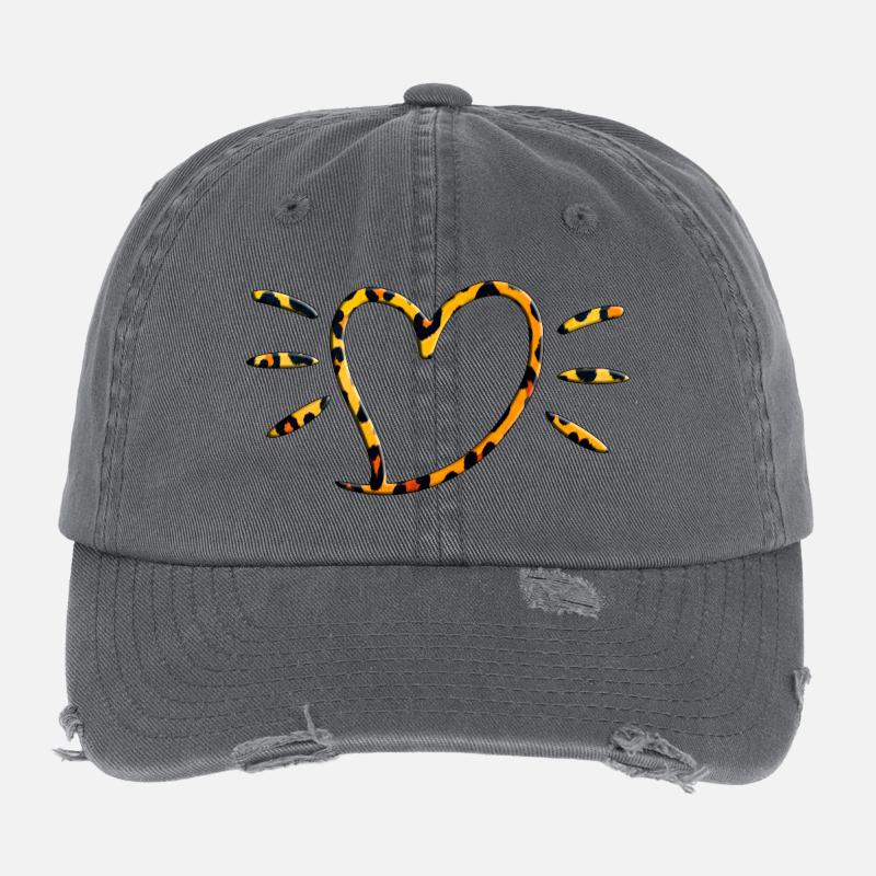 Leopard Heart Rays Flexfit Vintage Destroyed Cap