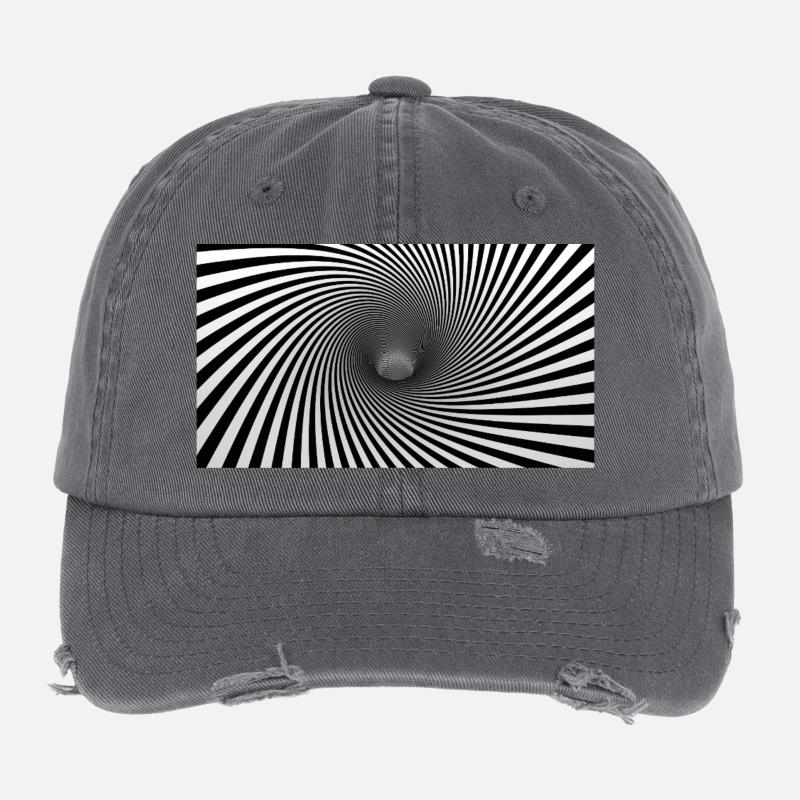 Spirale Noir-Blanche Hypnotique Casquette vintage effet usé Flexfit