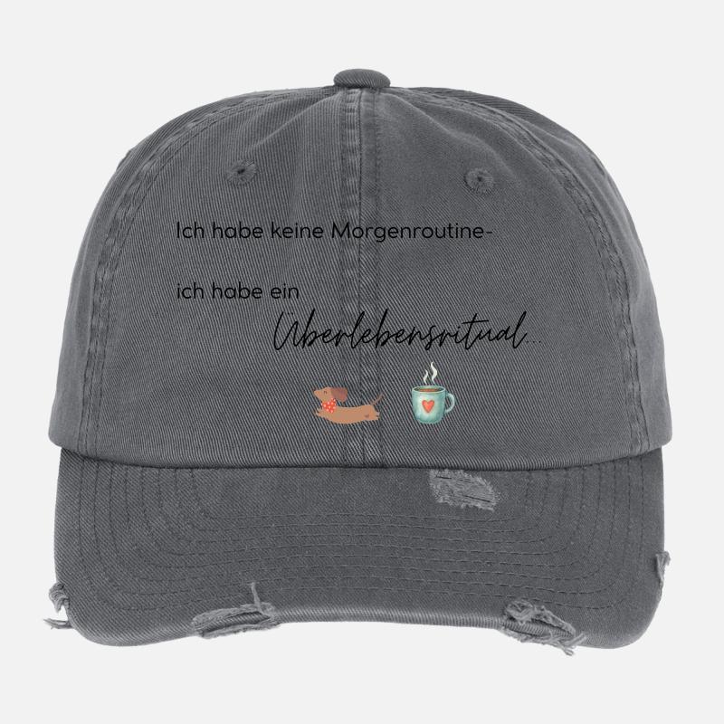 LIEBEVOLL Morgenroutine Dackel  Flexfit Vintage Destroyed Cap