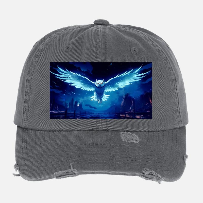 Vol du Oiseau de Nuit Bleu Casquette vintage effet usé Flexfit