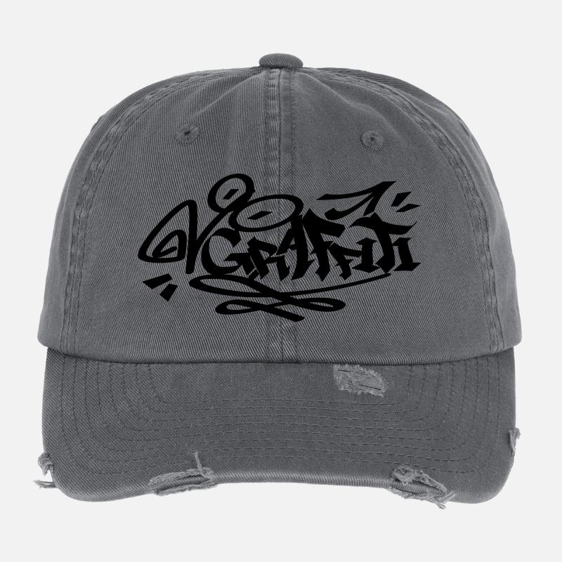 BLACK Graffiti - Flexfit Vintage Destroyed Cap - dark grey