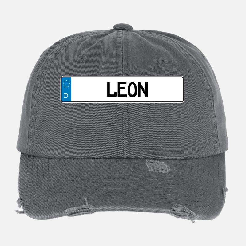 Leon name tag gift Flexfit Vintage Destroyed Cap