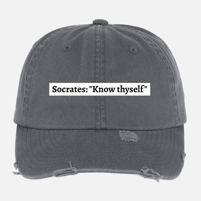 Socrates Quote Flexfit Vintage Destroyed Cap