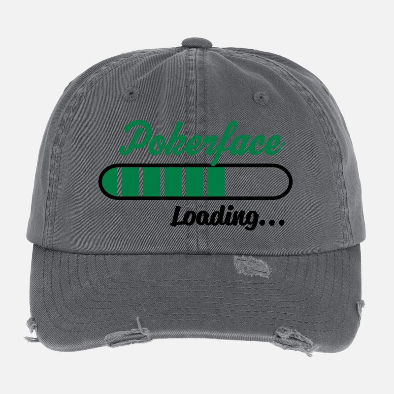 Pokerface Loading... - Flexfit Vintage Destroyed Cap - Dunkelgrau