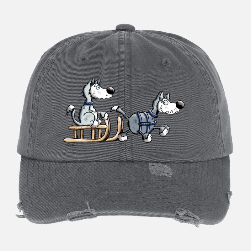 Funny Husky Team Flexfit Vintage Destroyed Cap