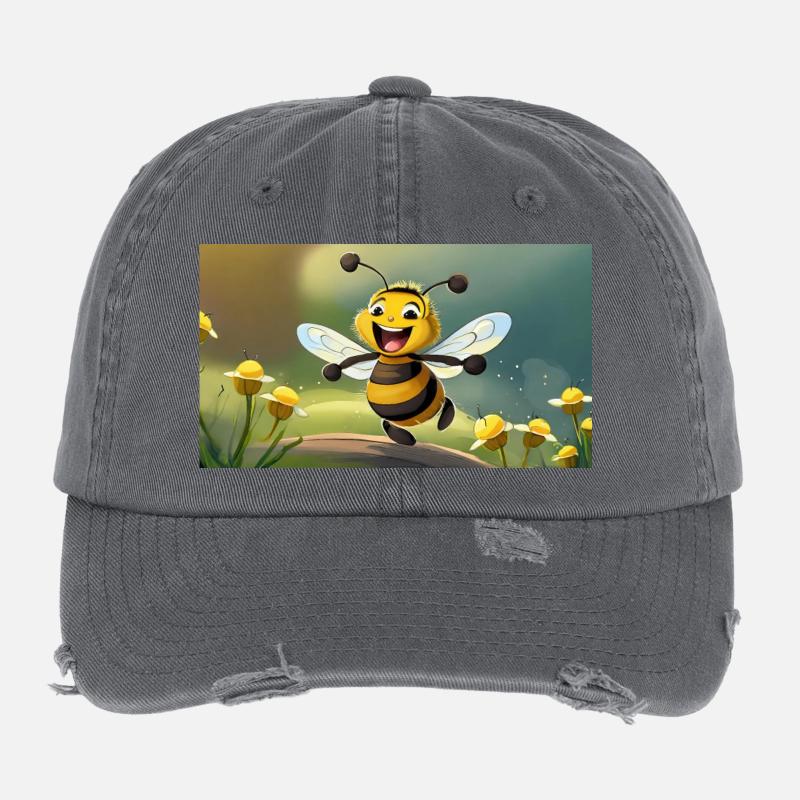 Pun ambiguous expression – HapBee (Happy Bee) Flexfit Vintage Destroyed Cap