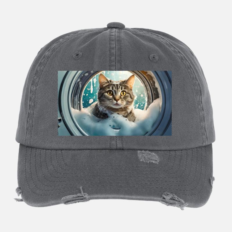 Jeu de mots ambigu sur l’expression allemande – Katzenwäsche Casquette vintage effet usé Flexfit