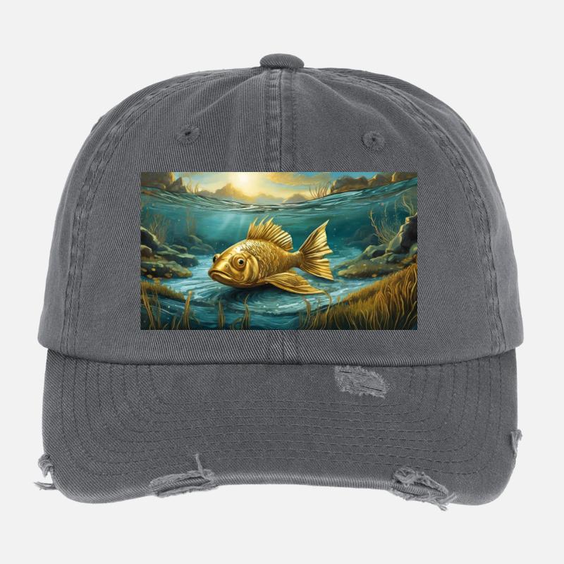 Pun ambiguous expression - Goldfisch (goldfish) Flexfit Vintage Destroyed Cap
