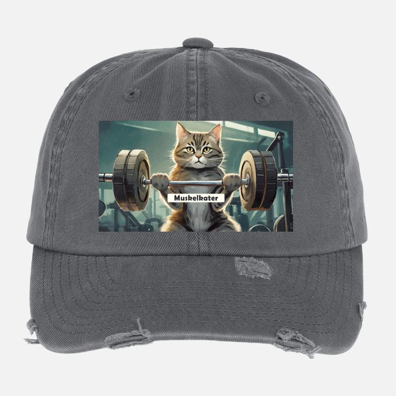 Pun ambiguous german expression - Muskelkater Flexfit Vintage Destroyed Cap