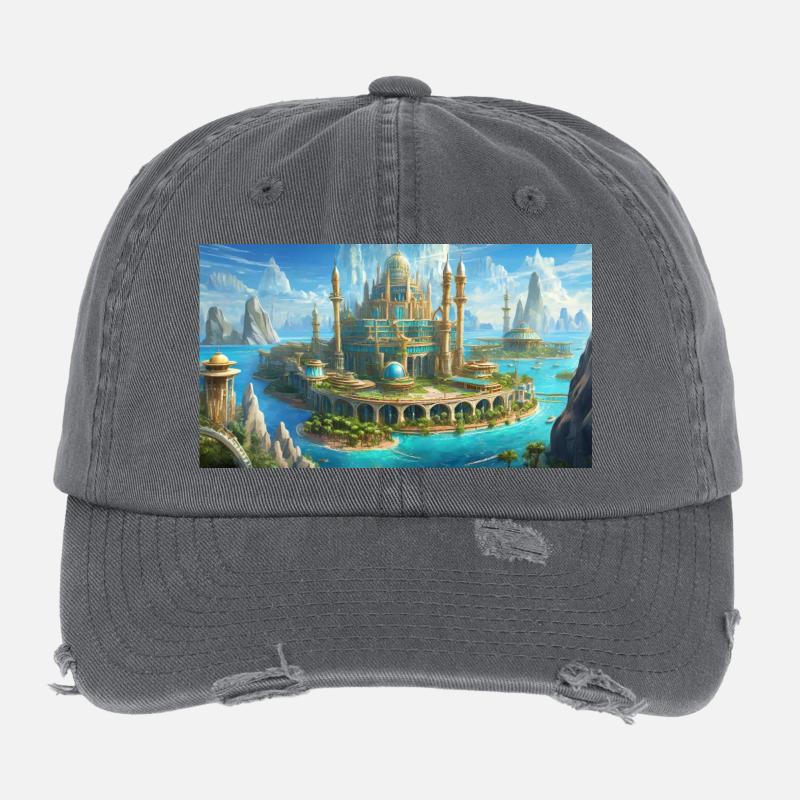 wunderschöne mythische Orte – Atlantis vor dem Untergang Flexfit Vintage Destroyed Cap