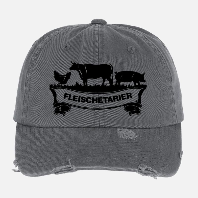 Meat Etarian Meat Lover Shirt - Flexfit Vintage Destroyed Cap - dark grey