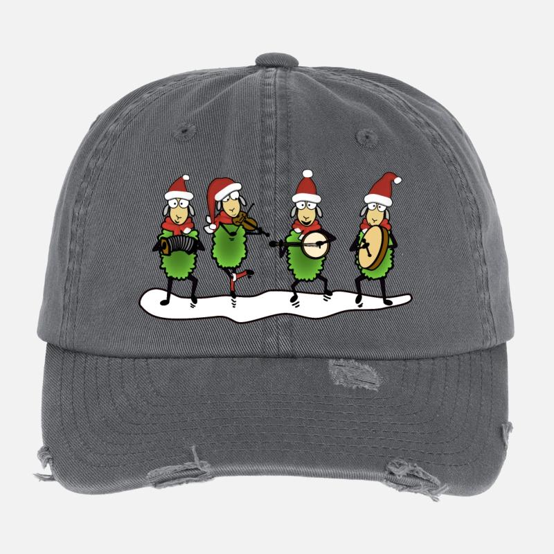Weihnachten Folk Schafe Flexfit Vintage Destroyed Cap