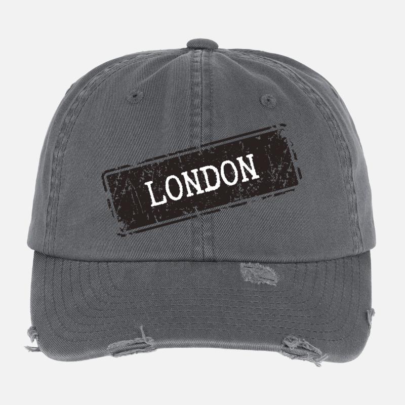 Conception de plaques de rue vintage à Londres Casquette vintage effet usé Flexfit