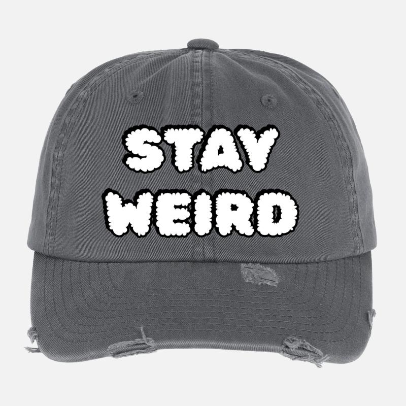 Typographie Stay Weird Cloud Casquette vintage effet usé Flexfit